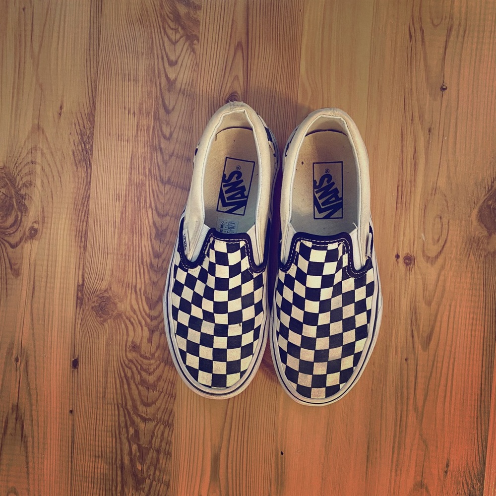 Slip on Black and White checkered vans